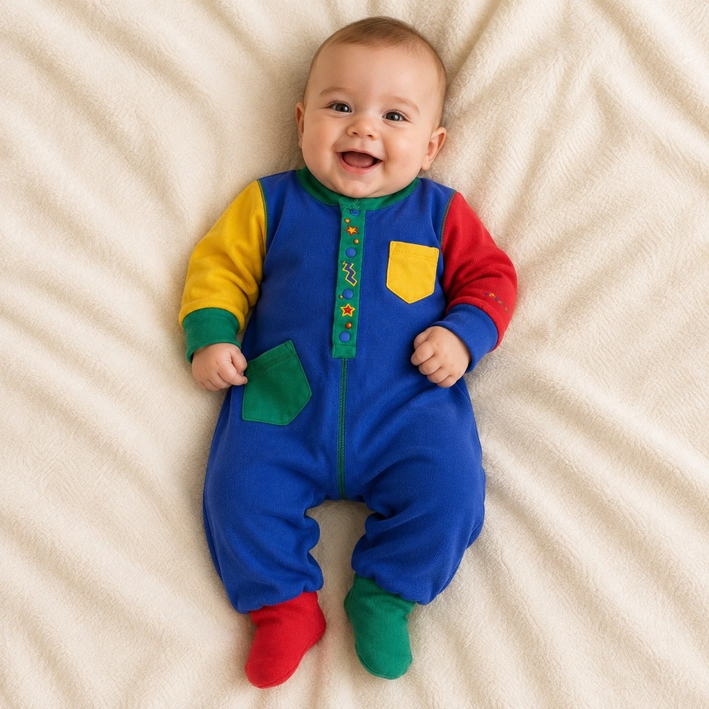 Gymboree Vintage Rainbow Tag Colorblock Romper One Piece Infant Baby 6-12 Months